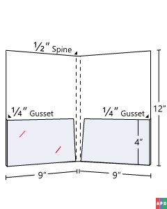 1/2 inch Spine Capacity + 1/4 inch Gusset On Two Pockets