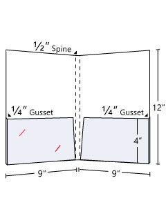 1/2 inch Spine Capacity + 1/4 inch Gusset On Two Pockets