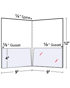 Pocket Folder ¼'' Spine Capacity + ⅛'' Gusset On Two Pockets