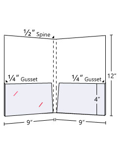 Pocket Folder ½ inch Spine Capacity + ¼ inch Gusset On Two Pockets